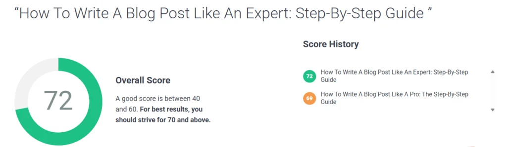 How to write a blog post like an expert heading analysis screenshot