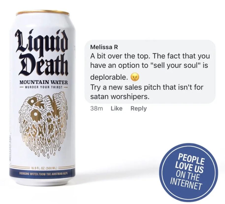 Creative copywriting example from Liquid Death