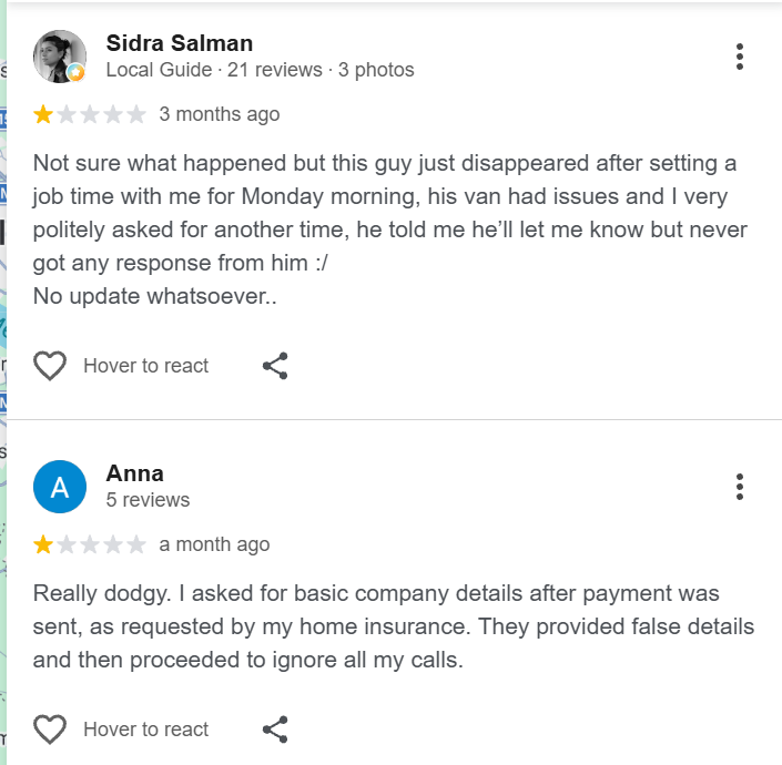 Bad Google Business Profile Review 