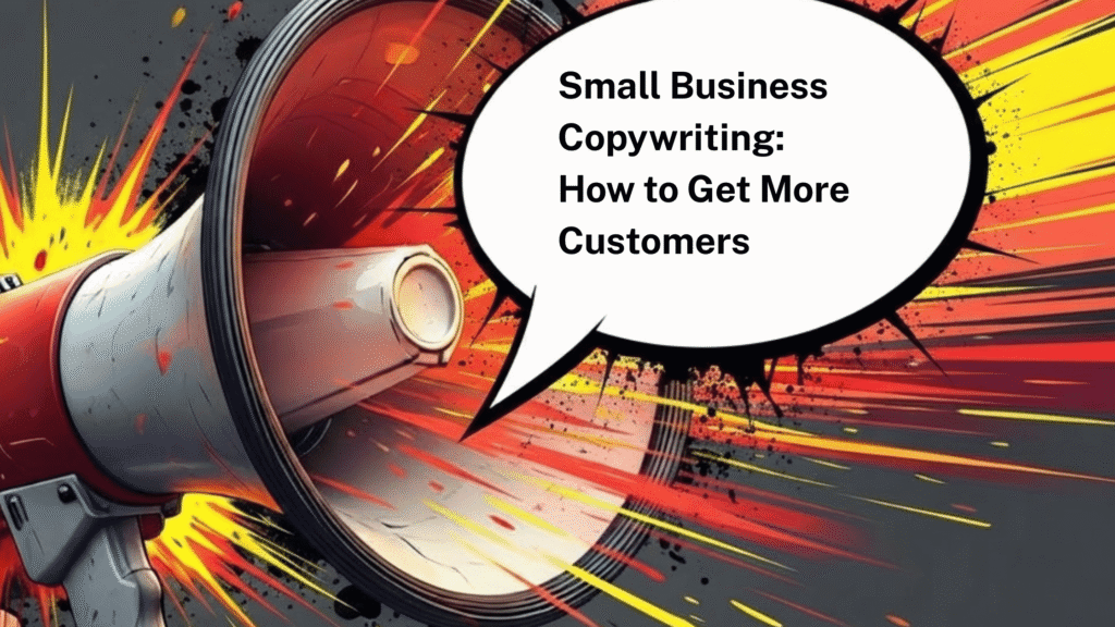 megaphone with speech bubble and small business copywriting text