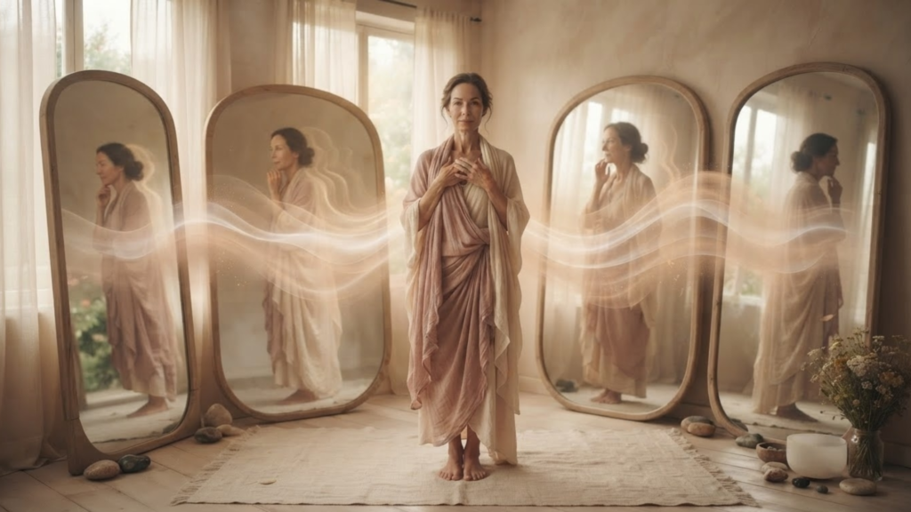 Concept image of a woman going through the Identity Echo
