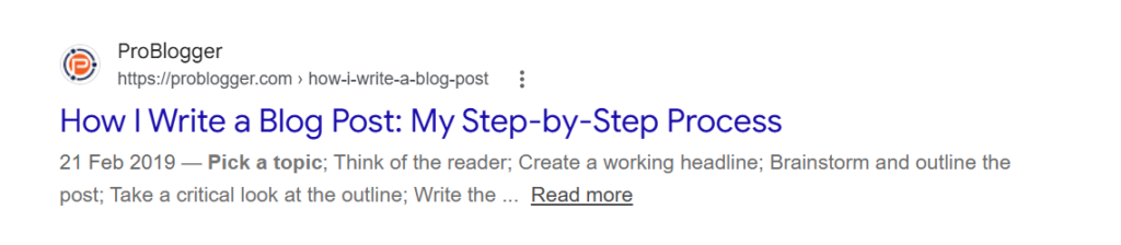 screenshot of a bad meta description