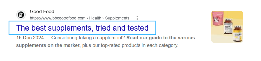 example of a meta title for supplements