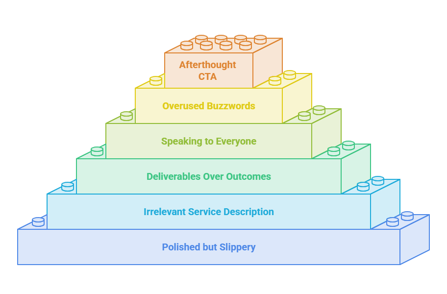 Service page copywriting mistakes diagram
